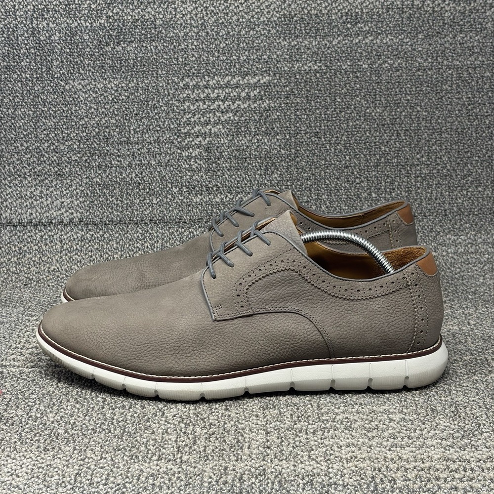 Johnston & Murphy Holden Plain Toe Mens 13M Gray Nubuck Leather Dress Shoes
